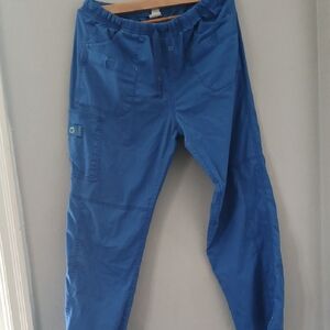 WonderWink Blue Cargo Scrub Pants Relaxed Fit